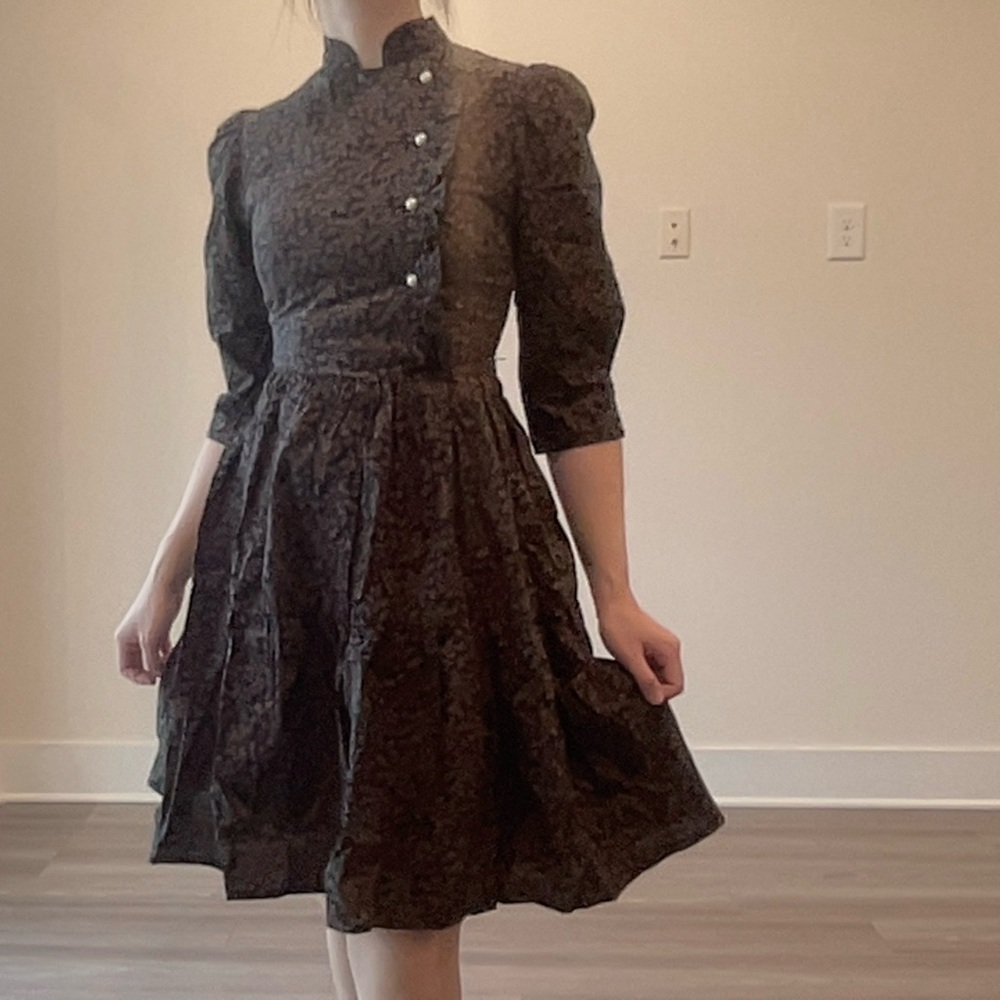 [size 0] Batsheva + Laura Ashley Sadie tiered ruffled moire mini dress